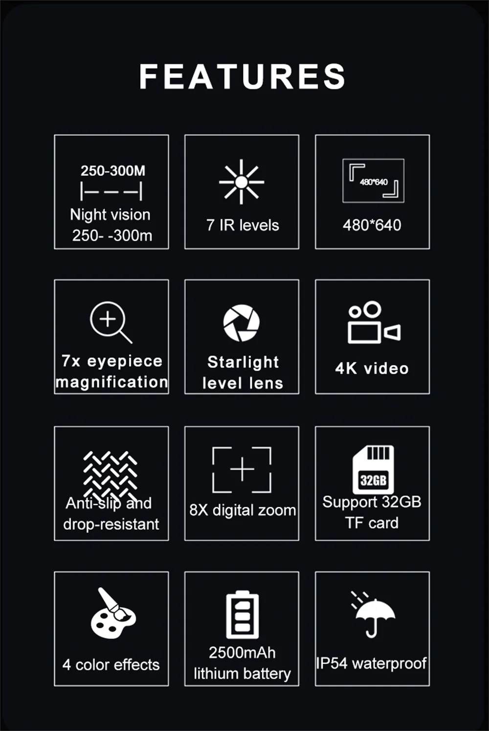 IPRee NV4300 Night Vision Monocular 4K 7X IR Telescope 8 Digital Zoom in 100% Darkness Taking Photos and Video NVG Hunting Scope Goggle IPRee NV4300 Night Vision Monocular 4K 7X IR Telescope 8 Digital Zoom in 100% Darkness Taking Photos and Video NVG Hunting Scope Goggle