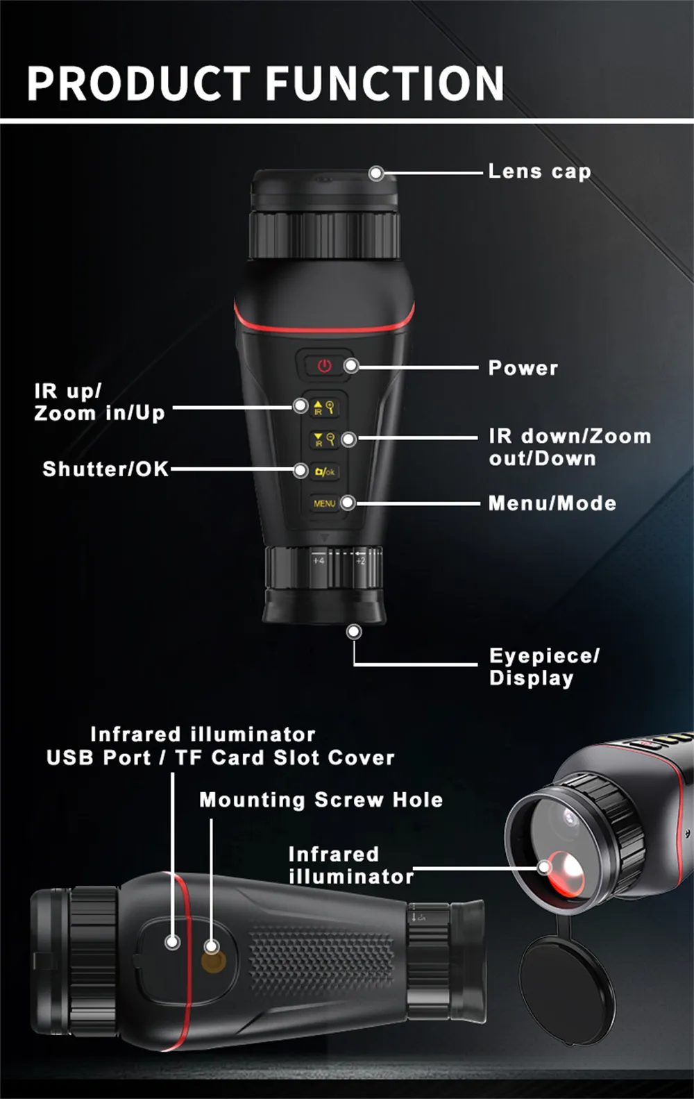 IPRee NV4300 Night Vision Monocular 4K 7X IR Telescope 8 Digital Zoom in 100% Darkness Taking Photos and Video NVG Hunting Scope Goggle IPRee NV4300 Night Vision Monocular 4K 7X IR Telescope 8 Digital Zoom in 100% Darkness Taking Photos and Video NVG Hunting Scope Goggle