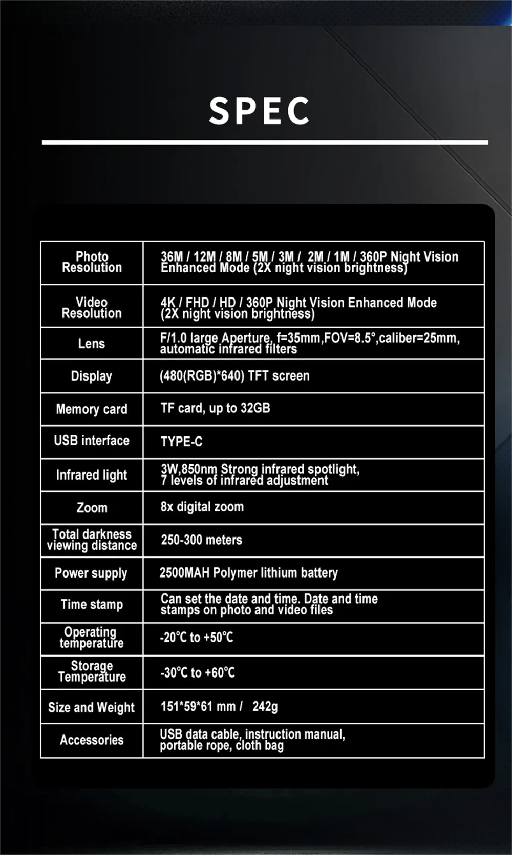 IPRee NV4300 Night Vision Monocular 4K 7X IR Telescope 8 Digital Zoom in 100% Darkness Taking Photos and Video NVG Hunting Scope Goggle IPRee NV4300 Night Vision Monocular 4K 7X IR Telescope 8 Digital Zoom in 100% Darkness Taking Photos and Video NVG Hunting Scope Goggle