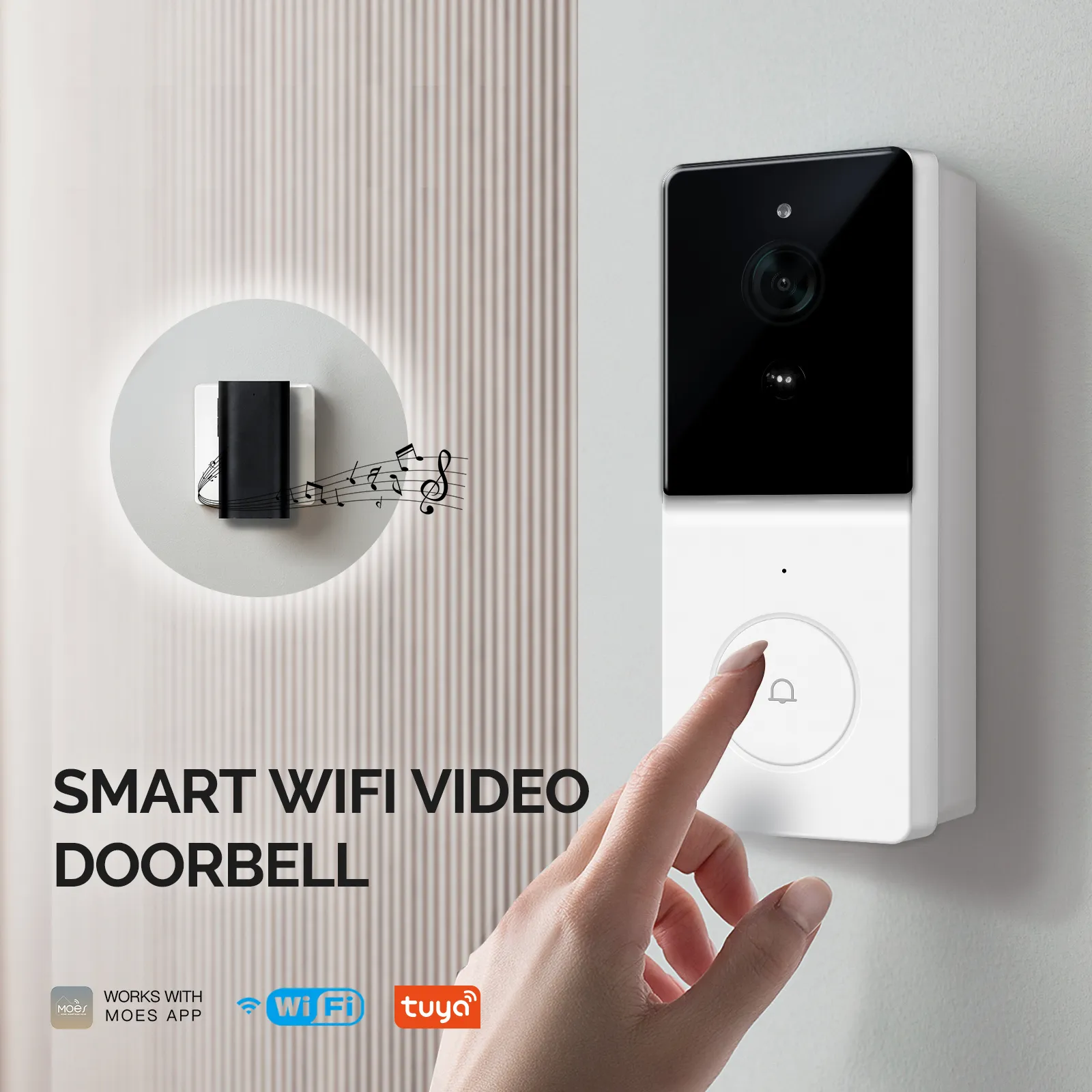 MoesHouse Tuya Smart WiFi Video Doorbell 1080P HD 140° Wide Angle Motion Detection 2-Way Audio IP65 Waterproof 5000mAh Battery Alexa Cloud SD Storage Wireless Chime Visual Door Bell MoesHouse Tuya Smart WiFi Video Doorbell 1080P HD 140° Wide Angle Motion Detection 2-Way Audio IP65 Waterproof 5000mAh Battery Alexa Cloud SD Storage Wireless Chime Visual Door Bell
