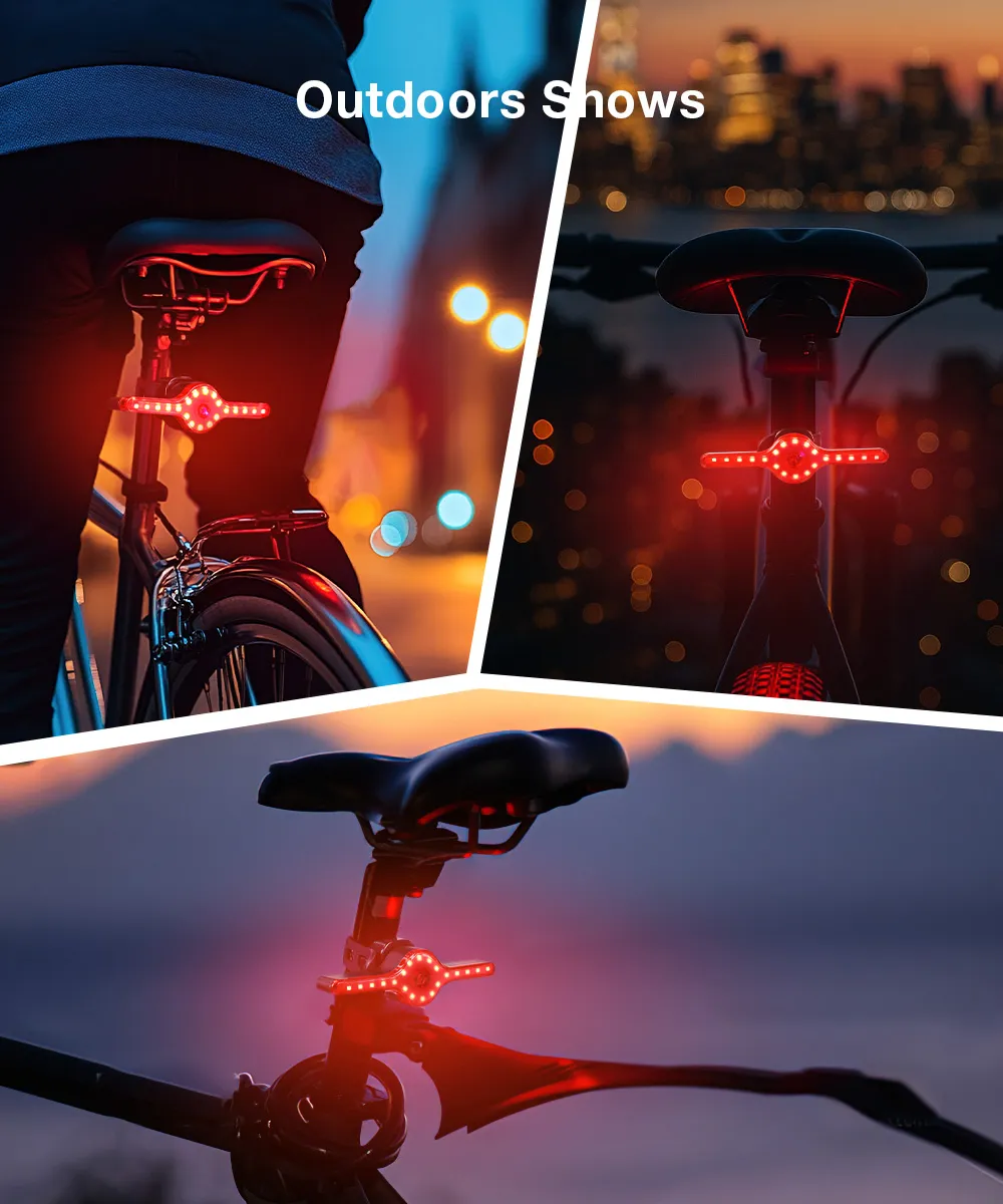 LAOTIE X8 Wireless Remote Bike Turn Taillight 400mAh Battery 7 Light Modes Type-C Rechargeable IPX5 Waterproof Smart Brake Sensing Loud Warning Bicycle Rear Light for Night Safe Cycling