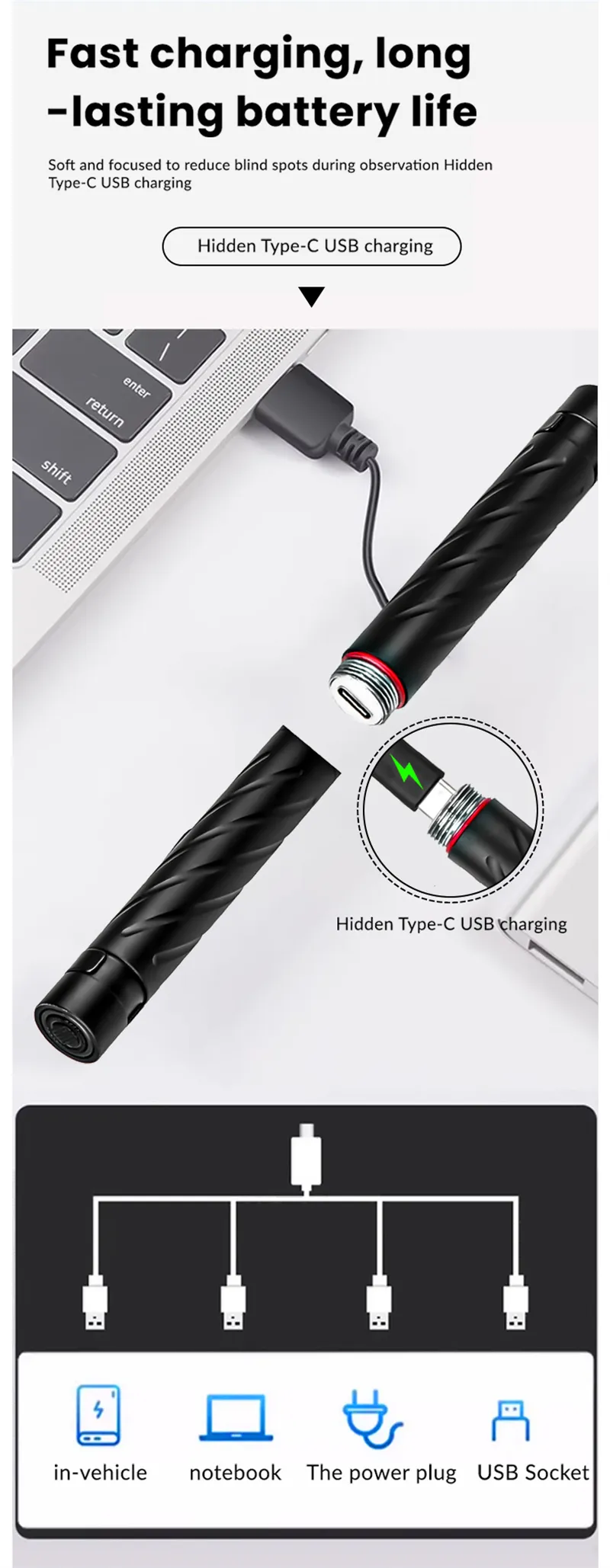 Multifunctional Portable LED Flashlight - White Light, Yellow Light, UV Light Penlight with Type-C Charging and Pen Clip Light Multifunctional Portable LED Flashlight - White Light, Yellow Light, UV Light Penlight with Type-C Charging and Pen Clip Light