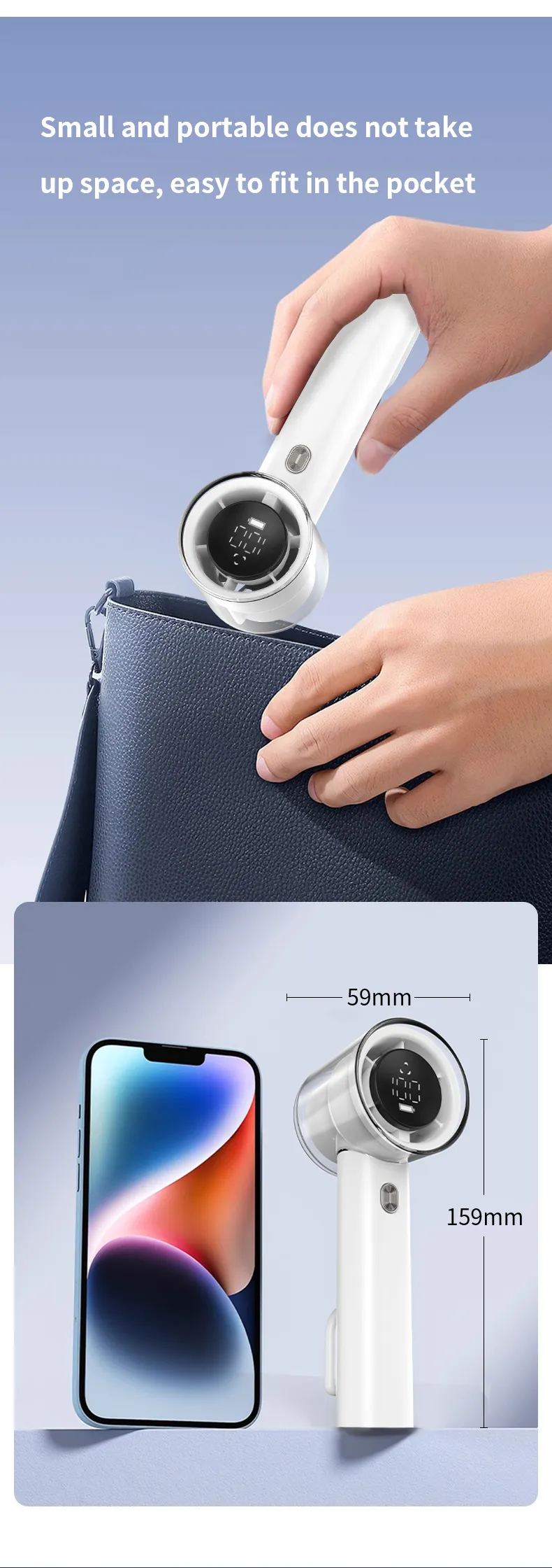 100 Adjustable Speed Silent High-Speed Handheld Outdoor Fan Rechargeable Mini Portable Turbine USB Fan