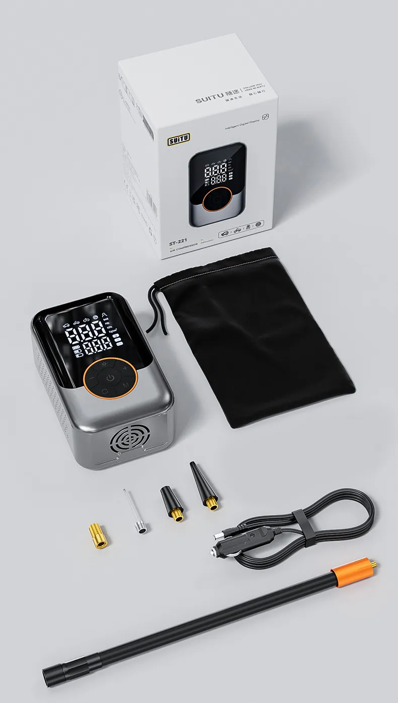 150PSI Portable Car Air Pump Electric Car Tire Car High Pressure Digital Display Inflatable Pump Built-in LED Light