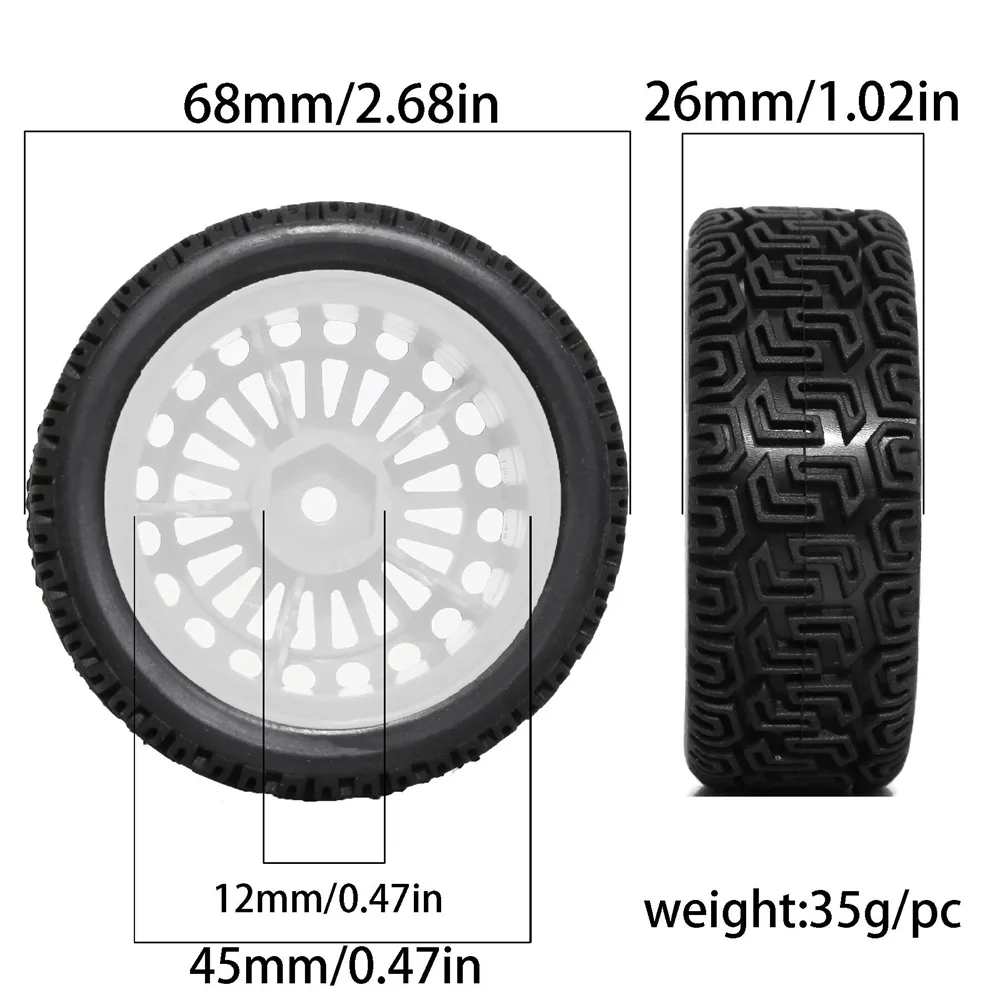 4PCS Upgraded RC Car Parts Wheel Tires for 70mm RV 1/10 Tamiya xv02 RC Car Vehicle Models Accessories