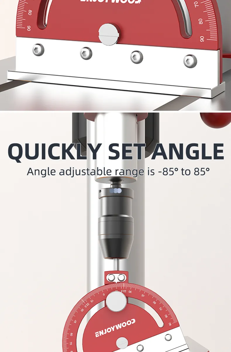 ENJOYWOOD Adjustable Multi-angle Precision Drill Press Protractor Square Guide for Drill Press Table