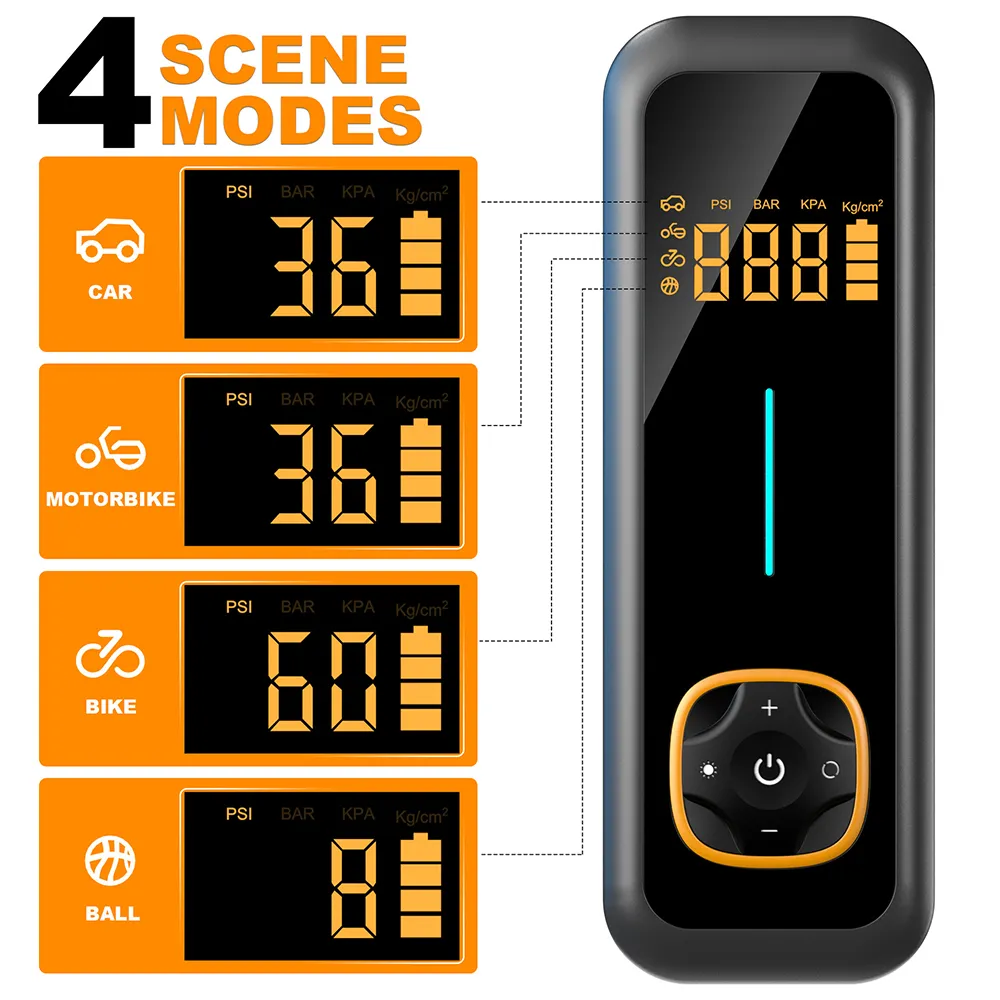 150Psi Portable Handheld Automatic Inflatable Car Tire Inflator Air Pump with Digital LCD Screen Cordless Charging Car Inflatable Pump