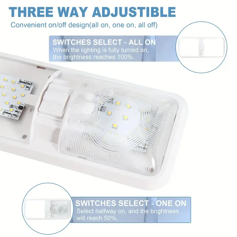 12V 7.5W LED RV Light Camping Light RV LED Light Interior Lamp Ceiling Dome Light with Switch for RV Camper Trailer Boat Car
