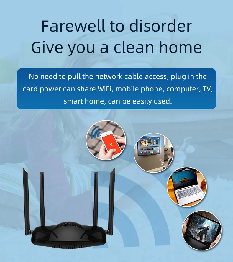 4G 5G CPE Wireless Router 300Mbps High-Speed 4 High-Gain Antennas 32 Users LAN WAN Ports SIM Card Slot Plug and Play Secure Encryption Heat Dissipation