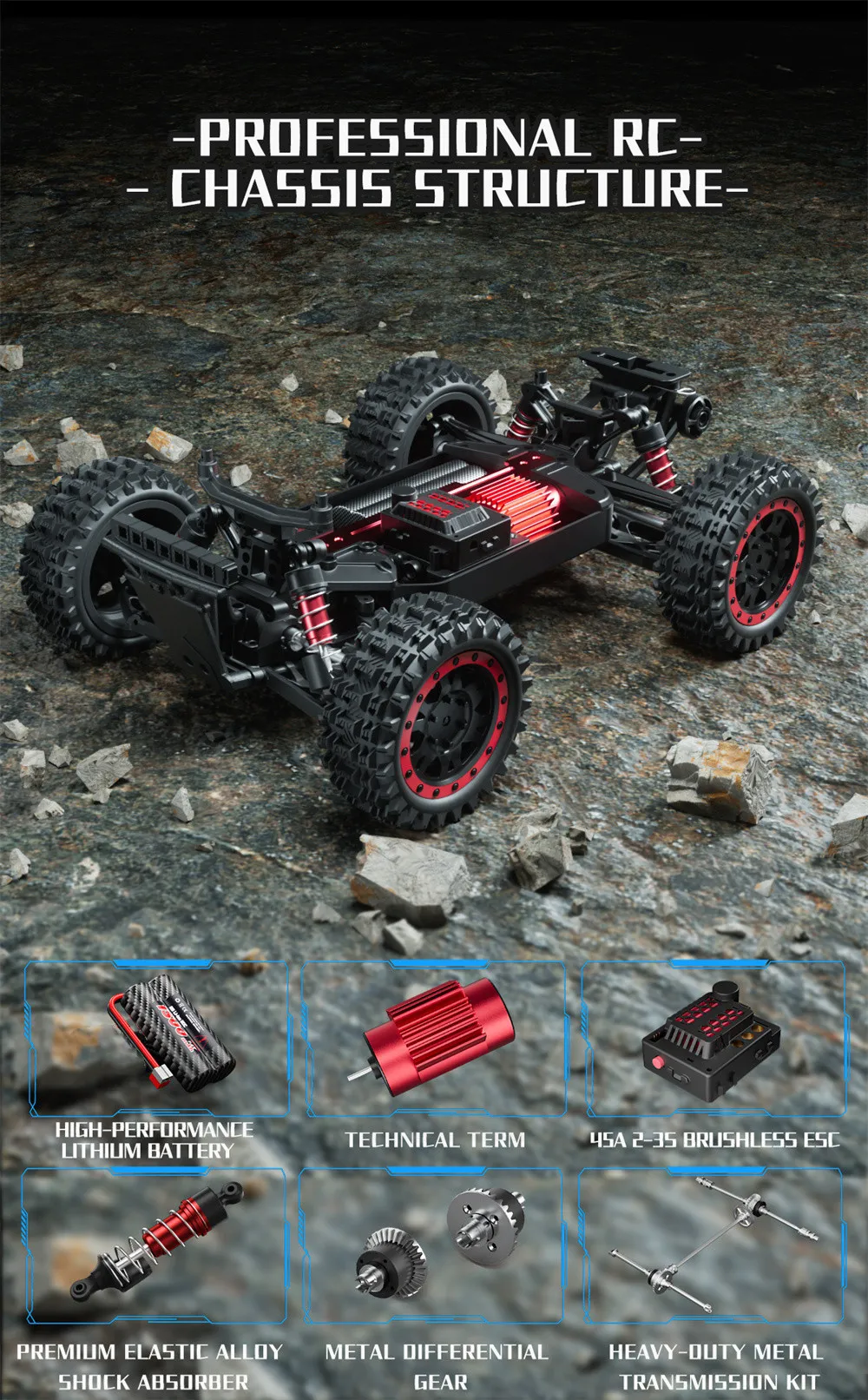 Funsky BOCAT S912 PRO RTR 1/16 2.4G 4WD 55km/h Brushless RC Car Short Course Off-Road Rally High Speed Racer Truck LED Light Vehicles Models Metal Differential Driven Shaft Toys
