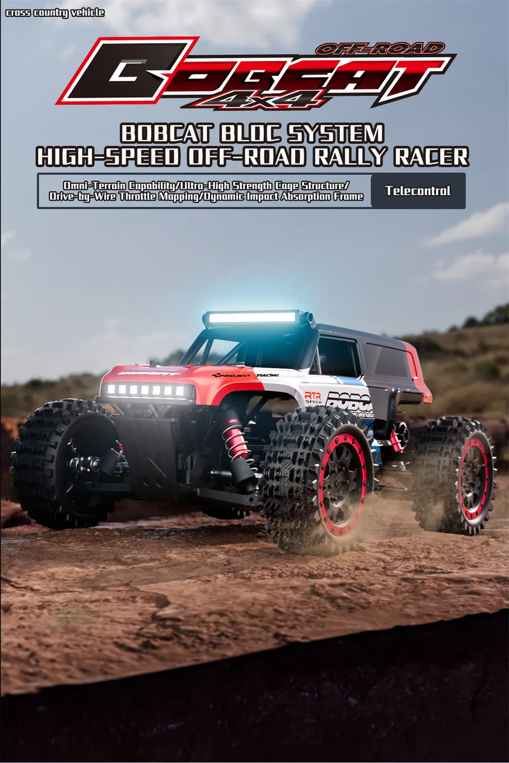 Funsky BOCAT S912 PRO RTR 1/16 2.4G 4WD 55km/h Brushless RC Car Short Course Off-Road Rally High Speed Racer Truck LED Light Vehicles Models Metal Differential Driven Shaft Toys