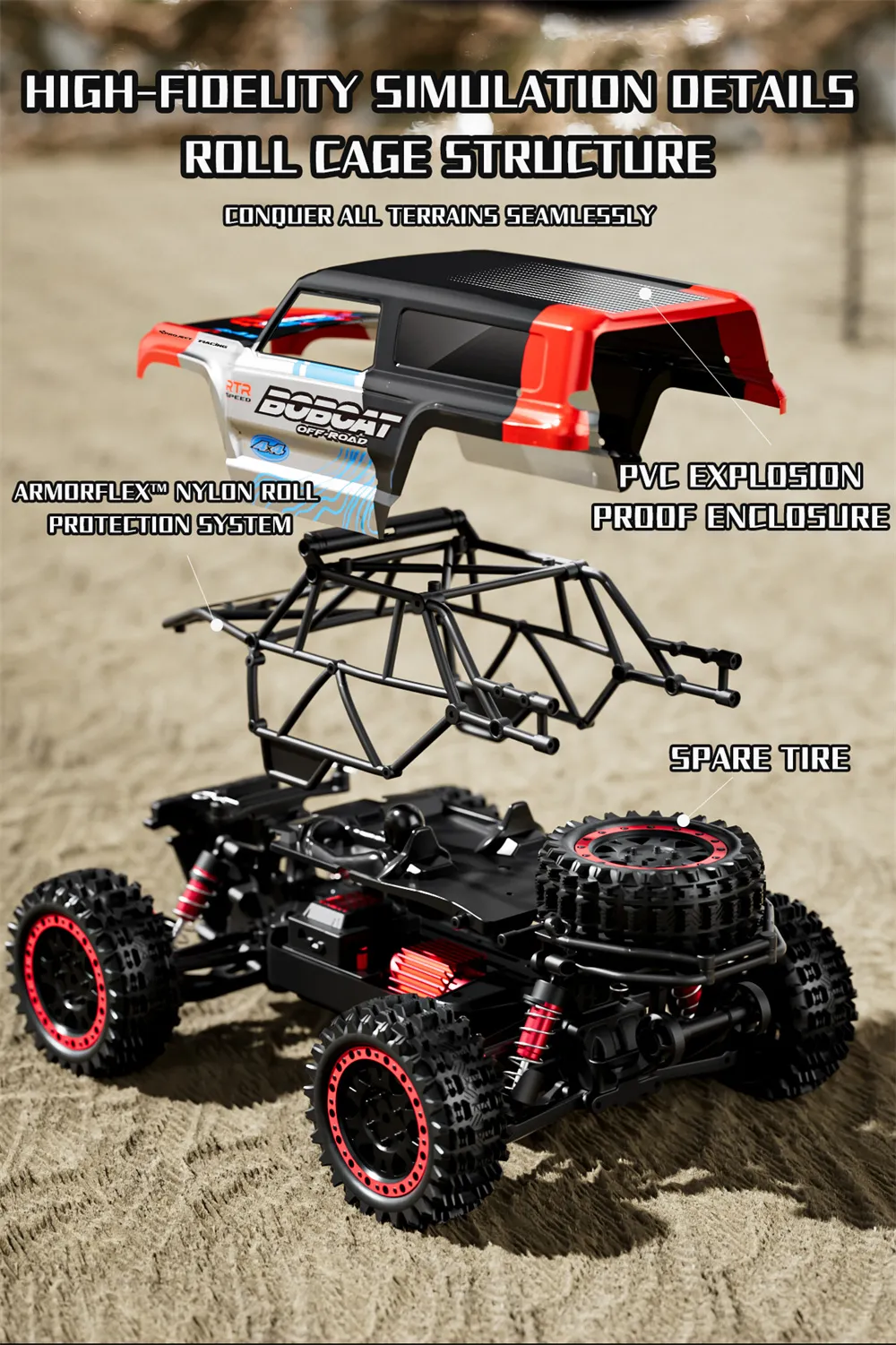 Funsky BOCAT S912 PRO RTR 1/16 2.4G 4WD 55km/h Brushless RC Car Short Course Off-Road Rally High Speed Racer Truck LED Light Vehicles Models Metal Differential Driven Shaft Toys