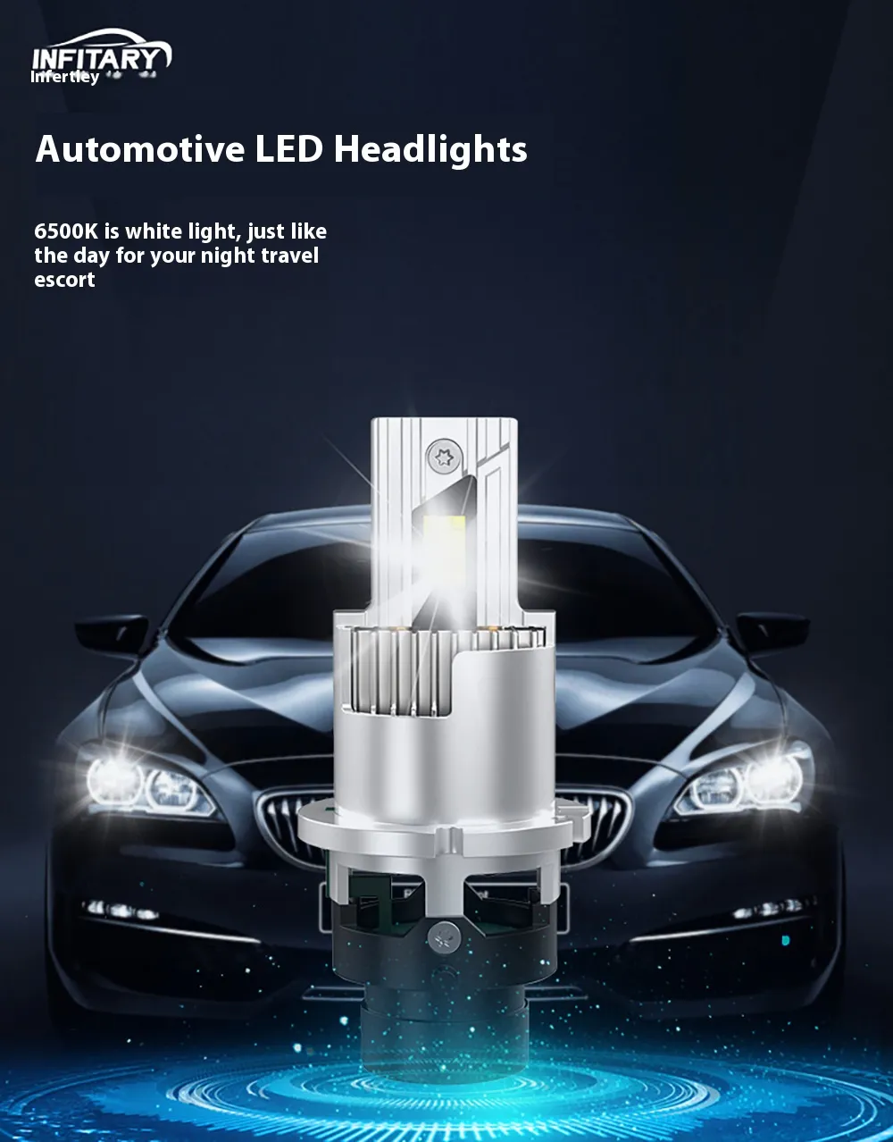 Infitary D2S/D4S 2PCS 70W Car LED Headlights 6500K LED Bulbs Car Lights Fit 99% Of Vehicle Models