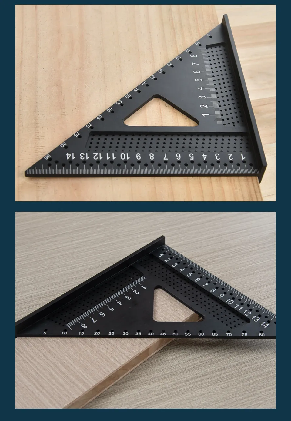 Aluminum Alloy 7 Inch Right Angle Ruler Metric Imperial Scale 90 Degree Angle Carpenter Square Woodworking Tool Accurate Measurement