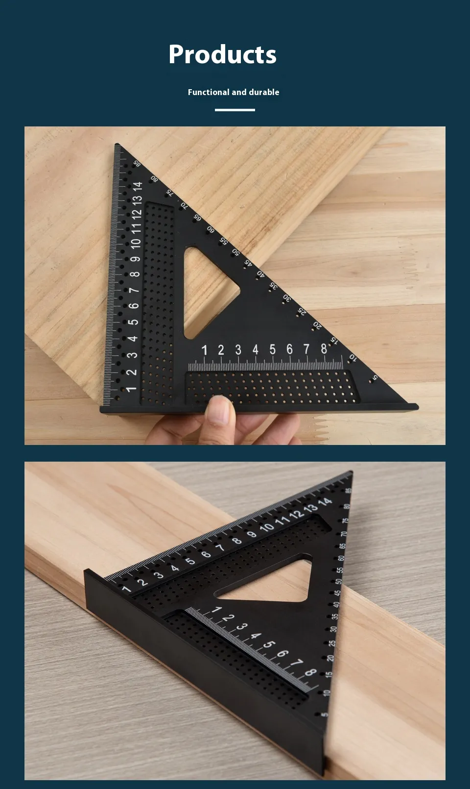 Aluminum Alloy 7 Inch Right Angle Ruler Metric Imperial Scale 90 Degree Angle Carpenter Square Woodworking Tool Accurate Measurement