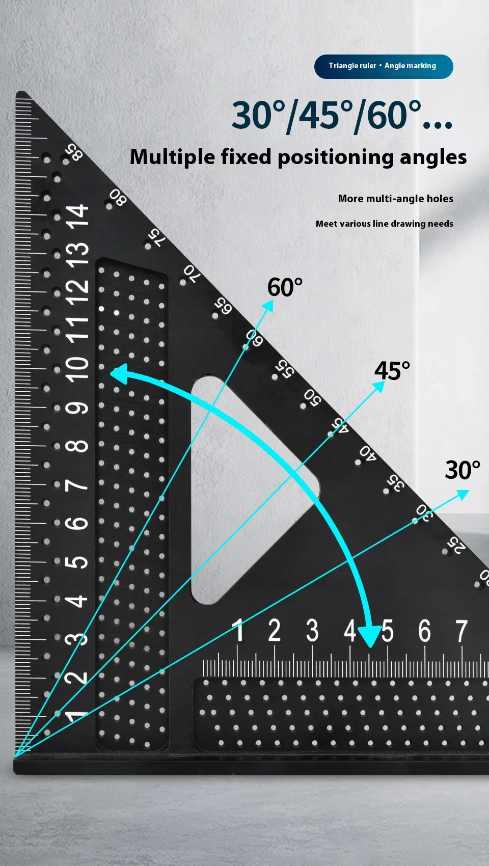 Aluminum Alloy 7 Inch Right Angle Ruler Metric Imperial Scale 90 Degree Angle Carpenter Square Woodworking Tool Accurate Measurement