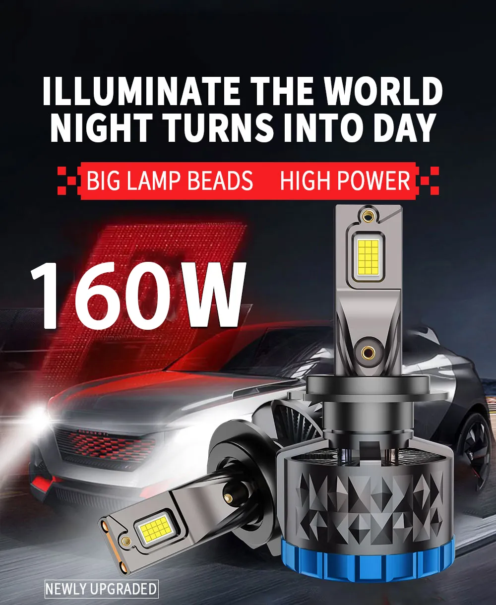 Infitary Pair Car LED Headlight Modification 160W Per Pair Lamp Bulb 6500K Bright White Car Lights IP68 Waterproof Rating Infitary Pair Car LED Headlight Modification 160W Per Pair Lamp Bulb 6500K Bright White Car Lights IP68 Waterproof Rating
