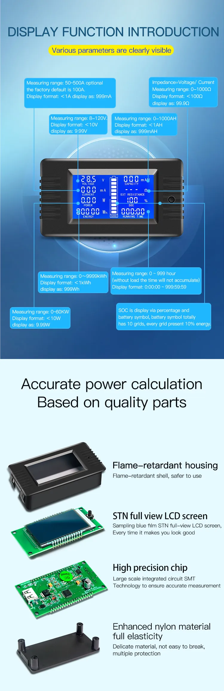 Peacefair PZEM-015 Car Battery Tester Multifunctional DC 120V Voltmeter Ammeter 100A-500A Capacity 0.5M USB Cable Resistance Voltmeter Monitor Peacefair PZEM-015 Car Battery Tester Multifunctional DC 120V Voltmeter Ammeter 100A-500A Capacity 0.5M USB Cable Resistance Voltmeter Monitor