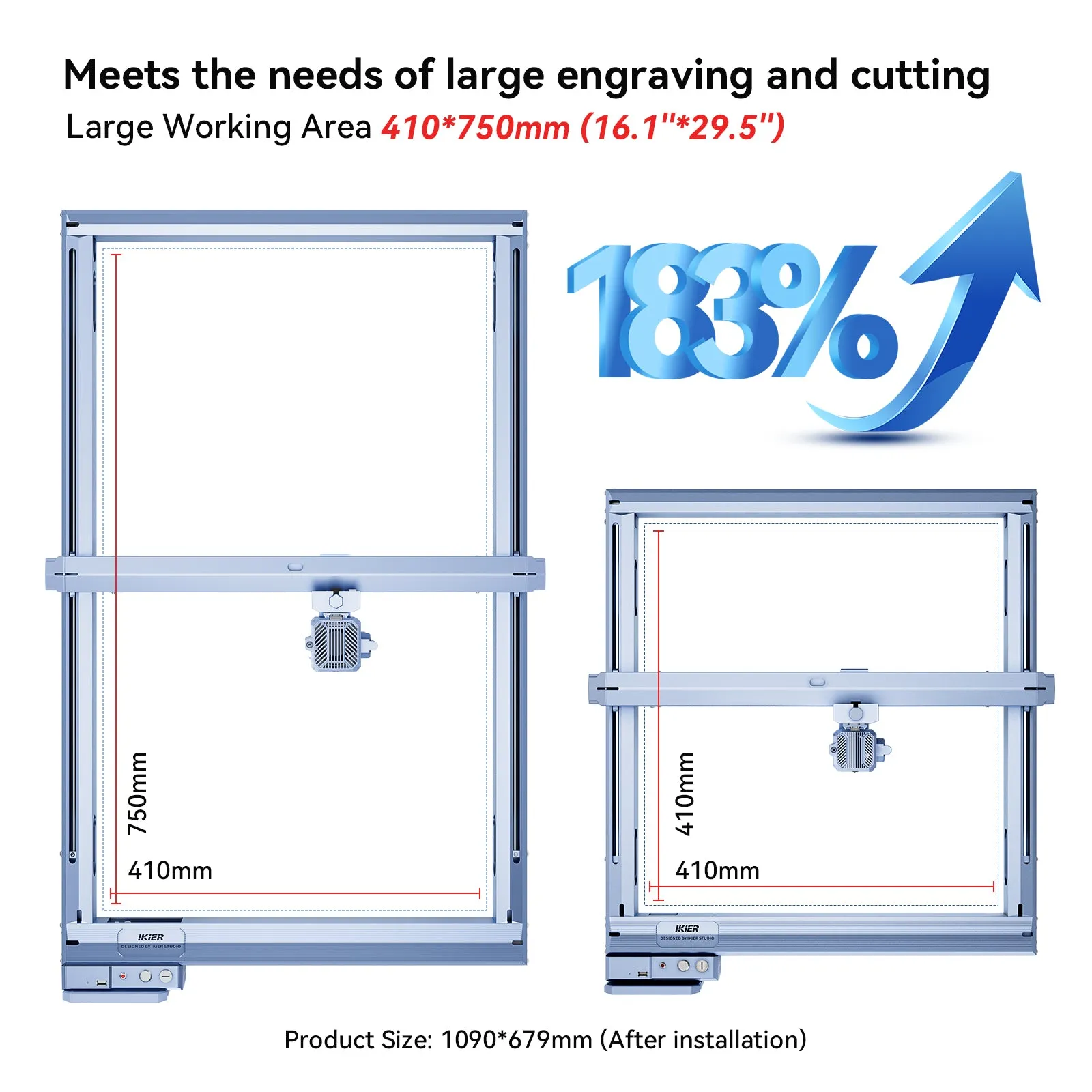 iKier Laser Engraver Y-axis Extension Kit Laser Engraver 750x410mm Expanded Working Area for iKier K1 Series