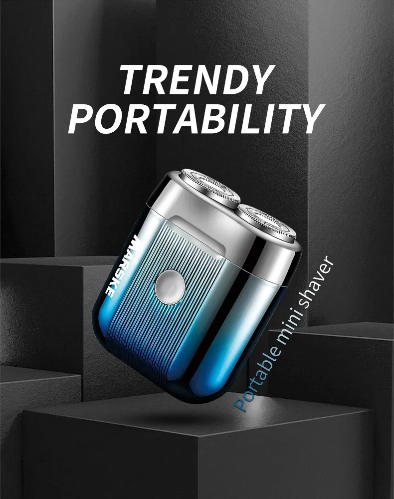 MARSKE Mini Electric Shaver Portable Men's Shaver IPX6 Washable Type-C Rechargeable Wet & Dry Compact Razor