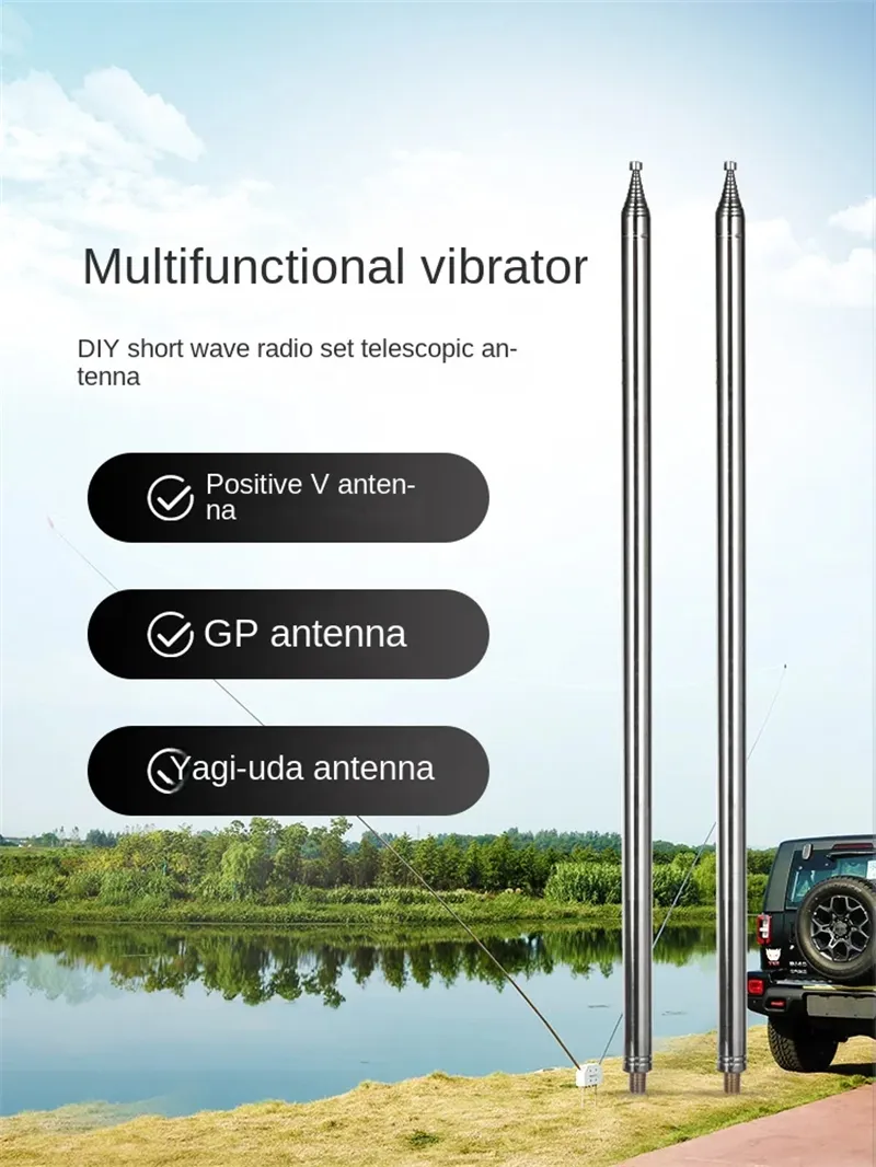Stainless Steel Whip Antenna 5.6m Long Retractable M10 Connector DIY HF Radio GP Antenna High Strength Rust Free Multi Section Design