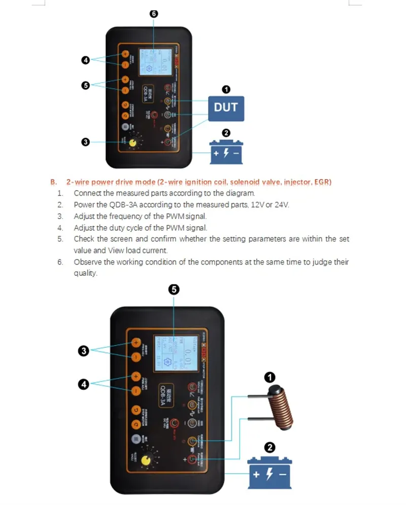 QDB 3A Automobile Ignition Coil Tester Solenoid Valve Fuel Injector Stepper Motor Drive Hall Signal Adjustable Duty Cycle Voltage Frequency 12V-24V QDB 3A Automobile Ignition Coil Tester Solenoid Valve Fuel Injector Stepper Motor Drive Hall Signal Adjustable Duty Cycle Voltage Frequency 12V-24V