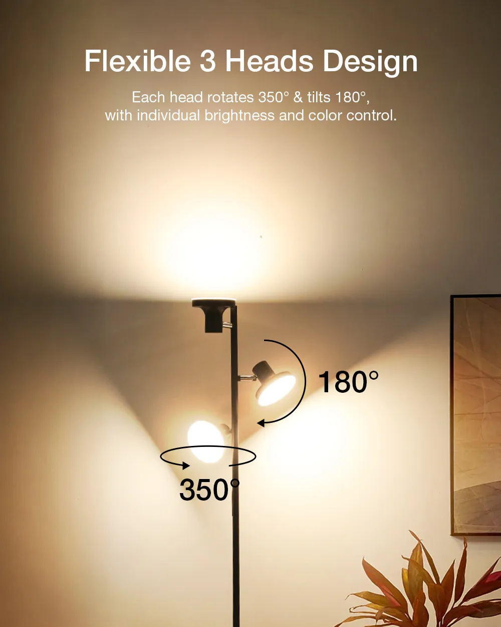 LED Tree Floor Lamp Modern Dimmable Standing Lamp with Remote & Touch Control 4 Color Temperatures 3 Rotatable LED Light Floor Lamps for Living Room Bedroom Office LED Tree Floor Lamp Modern Dimmable Standing Lamp with Remote & Touch Control 4 Color Temperatures 3 Rotatable LED Light Floor Lamps for Living Room Bedroom Office