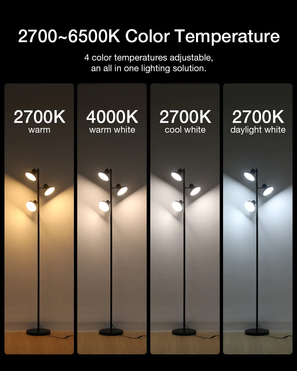 LED Tree Floor Lamp Modern Dimmable Standing Lamp with Remote & Touch Control 4 Color Temperatures 3 Rotatable LED Light Floor Lamps for Living Room Bedroom Office LED Tree Floor Lamp Modern Dimmable Standing Lamp with Remote & Touch Control 4 Color Temperatures 3 Rotatable LED Light Floor Lamps for Living Room Bedroom Office
