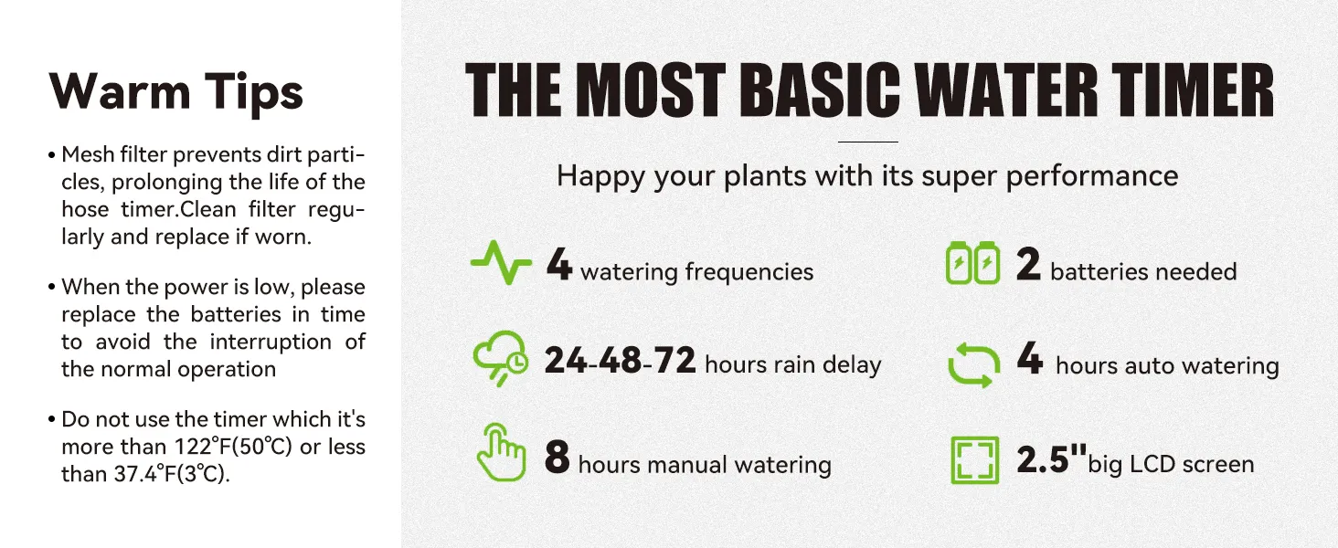 Rainpoint Smart Garden Irrigation Timer Weather-Responsive Rain Delay LCD Digital Water Timer Automatic Watering System Drip Irrigation Controller