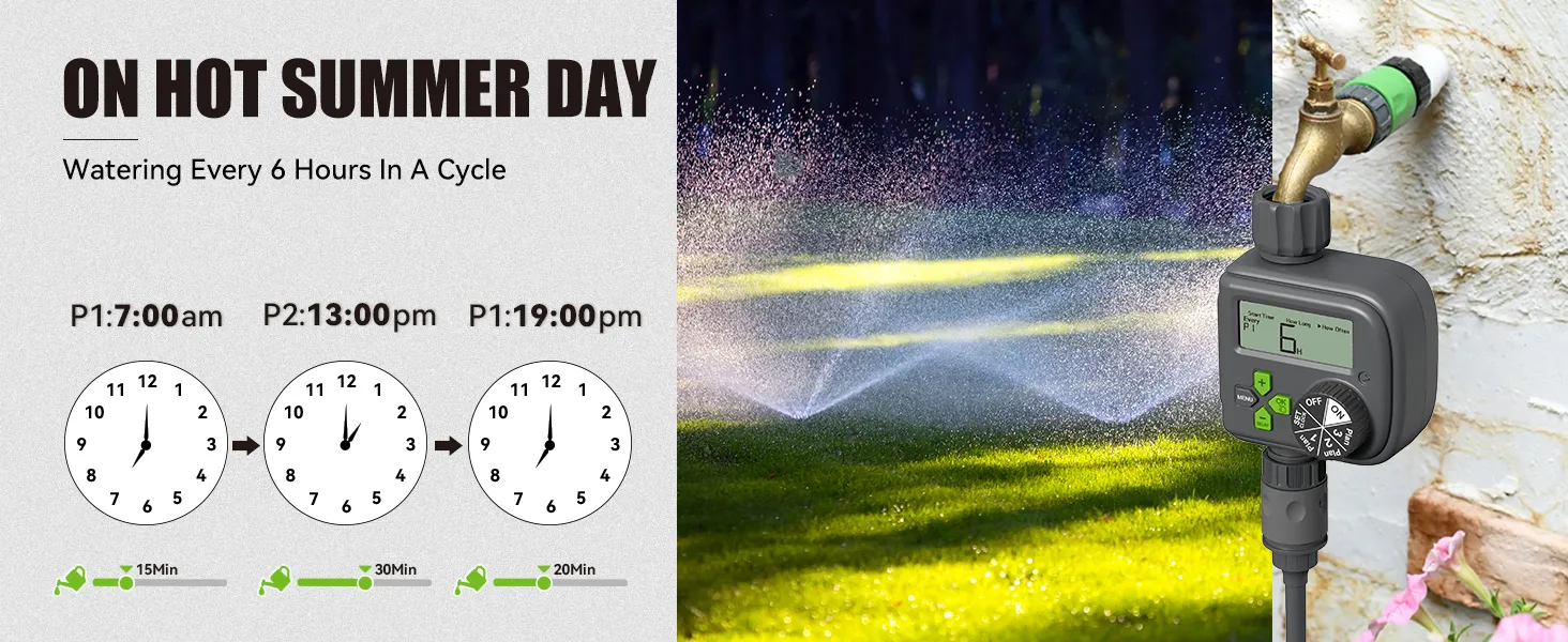 Rainpoint Smart Garden Irrigation Timer Weather-Responsive Rain Delay LCD Digital Water Timer Automatic Watering System Drip Irrigation Controller