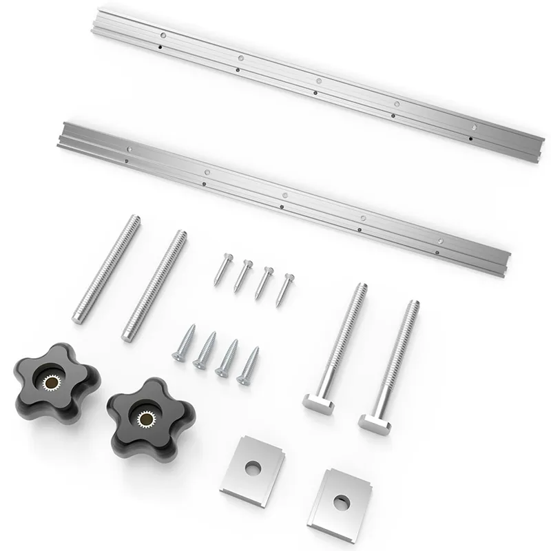 2PCS Aluminum Alloy 2 In 1 Combo Universal T Tracks Miter Miter Slot Rails with with Predrilled Mounting Holes and Accessories