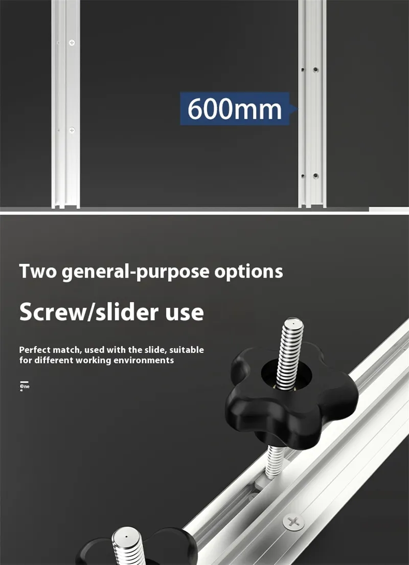 2PCS Aluminum Alloy 2 In 1 Combo Universal T Tracks Miter Miter Slot Rails with with Predrilled Mounting Holes and Accessories