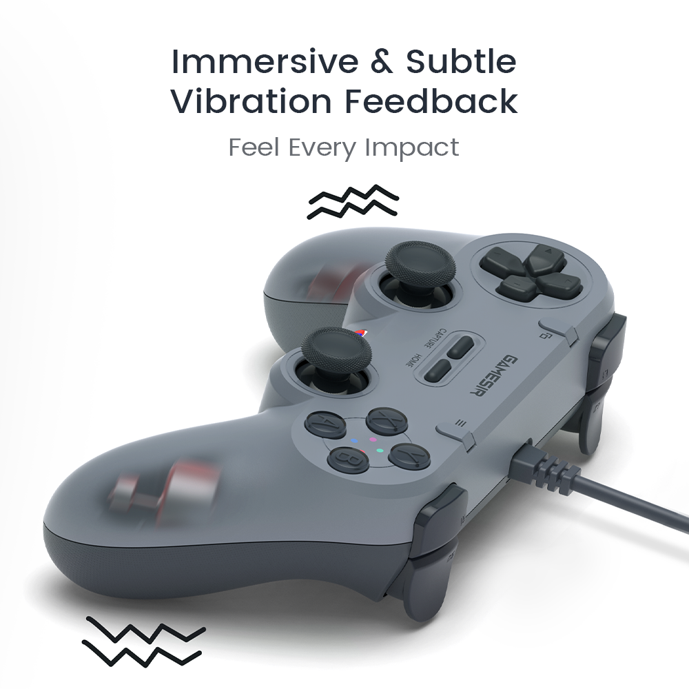 GameSir Tegenaria Lite Controler de joc simetric cu fir Retro 1000Hz Rate de interogare Motoare asimetrice duble pentru comutator Android iOS PC Steam