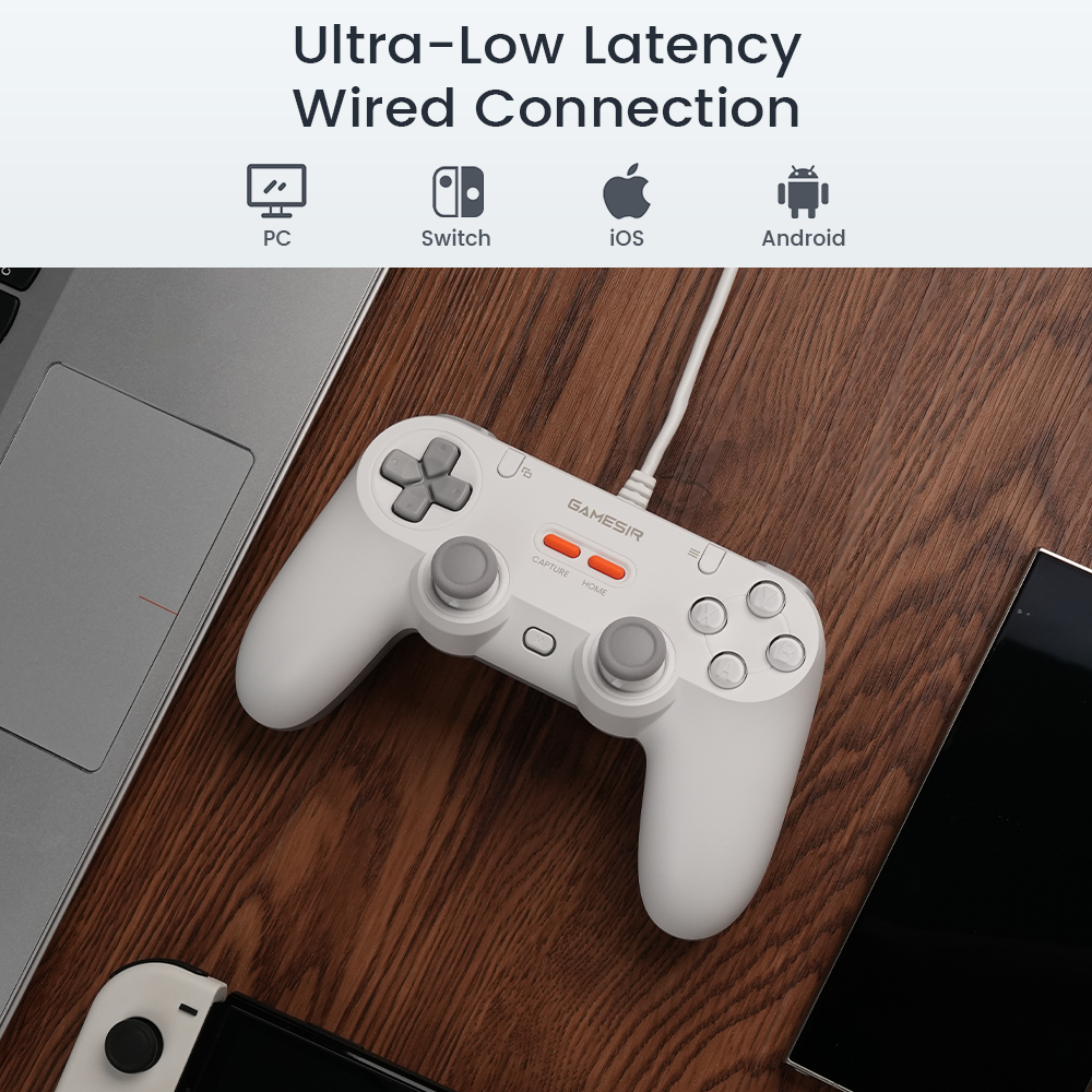 GameSir Tegenaria Lite Controler de joc simetric cu fir Retro 1000Hz Rate de interogare Motoare asimetrice duble pentru comutator Android iOS PC Steam