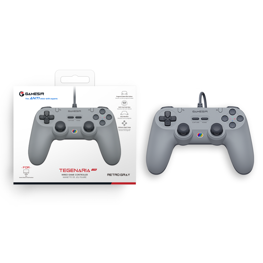 GameSir Tegenaria Lite Controler de joc simetric cu fir Retro 1000Hz Rate de interogare Motoare asimetrice duble pentru comutator Android iOS PC Steam