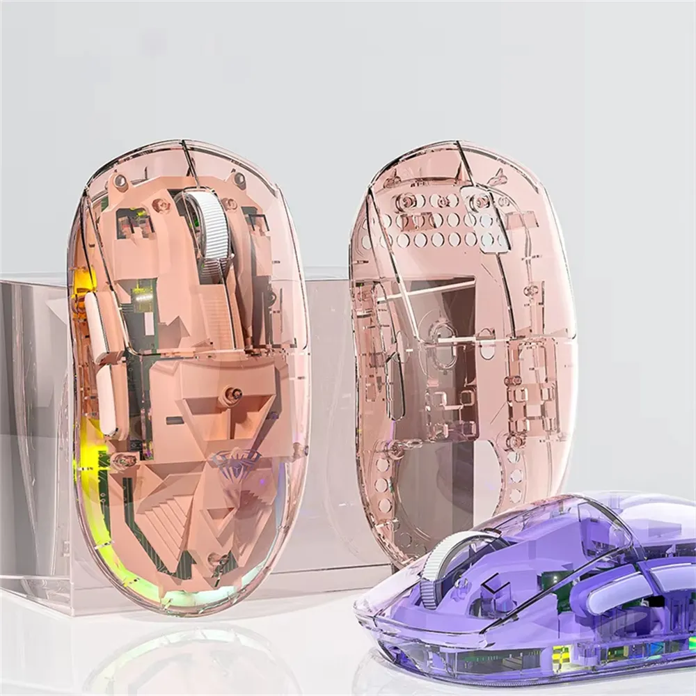 AULA SC660 Transparent Wireless Bluetooth Mouse 2.4G Three-mode Connection Lightweight Rechargeable 10000DPI E-sports Game