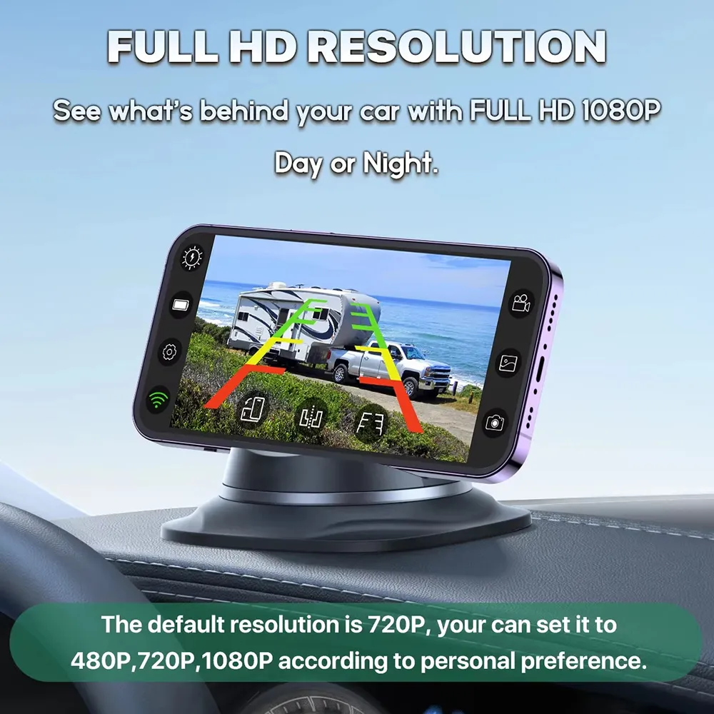 Wireless Solar 5G WiFi HD 1080P Rear/Front License Camera with Built-in 4800mAh Battery Solar Powered Wifi Wireless Car Backup Camera for Car Van RVs Wireless Solar 5G WiFi HD 1080P Rear/Front License Camera with Built-in 4800mAh Battery Solar Powered Wifi Wireless Car Backup Camera for Car Van RVs