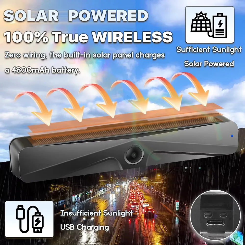 Wireless Solar 5G WiFi HD 1080P Rear/Front License Camera with Built-in 4800mAh Battery Solar Powered Wifi Wireless Car Backup Camera for Car Van RVs Wireless Solar 5G WiFi HD 1080P Rear/Front License Camera with Built-in 4800mAh Battery Solar Powered Wifi Wireless Car Backup Camera for Car Van RVs