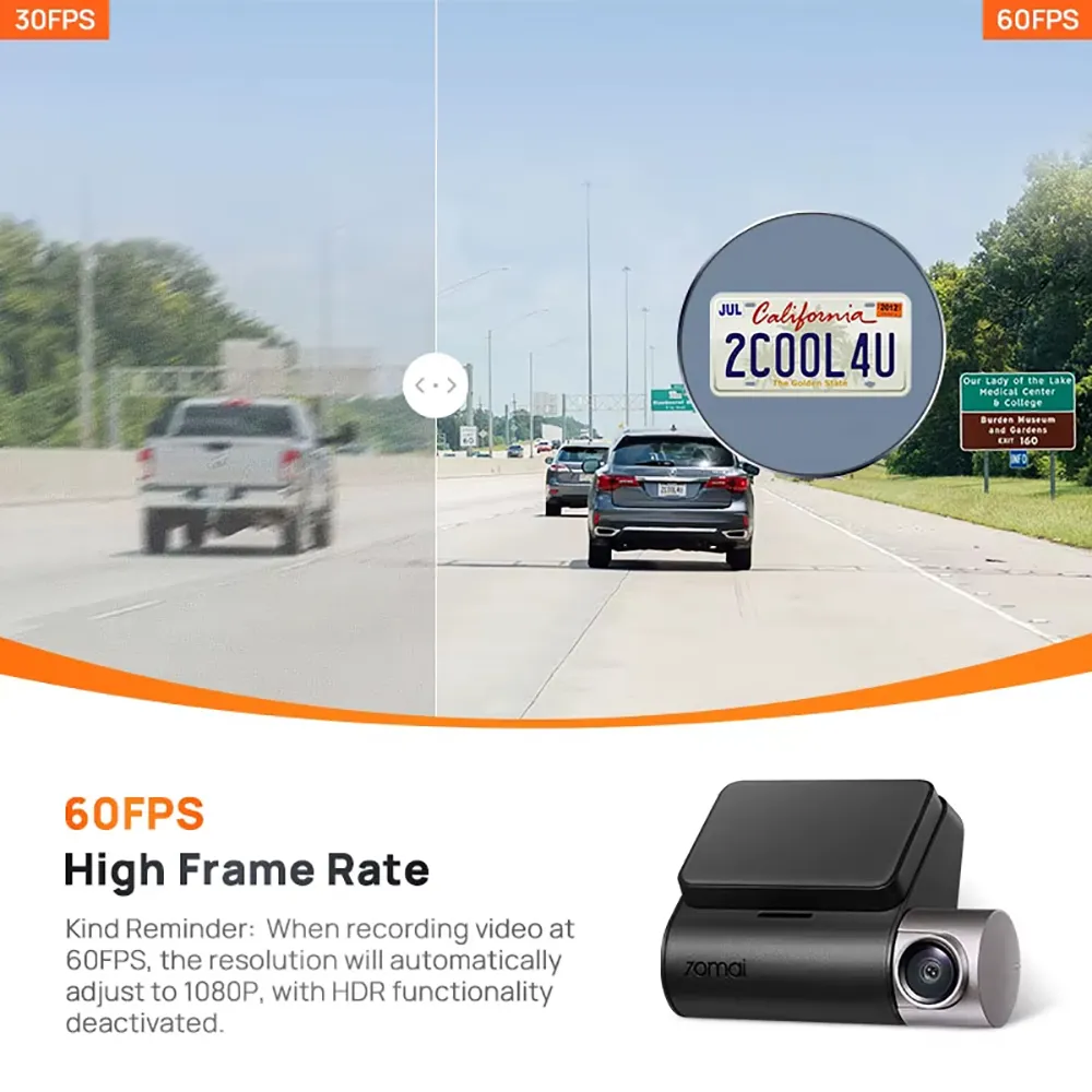 70mai A510 Dual Dash Cam 1944P Front Camera 1080P Rear Camera HDR GPS ADAS 4G Connectivity Car DVR 24H Parking Support GPS