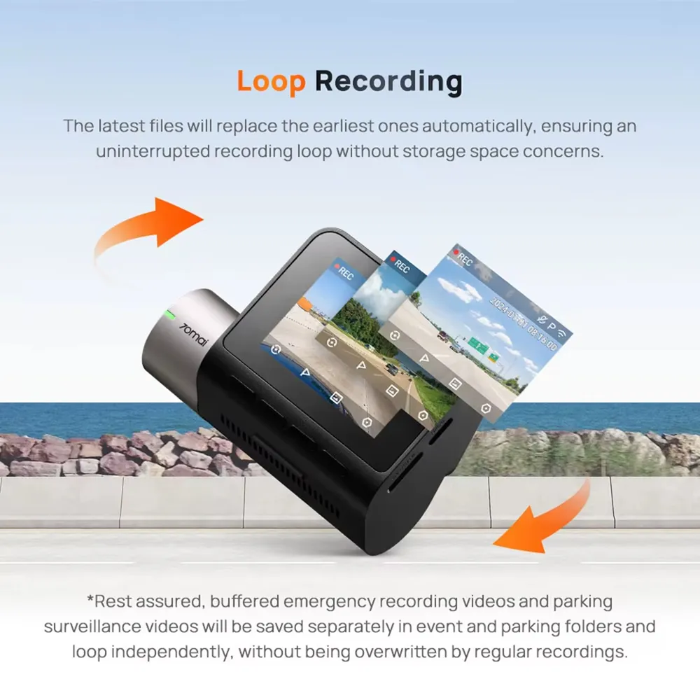 70mai A510 Dual Dash Cam 1944P Front Camera 1080P Rear Camera HDR GPS ADAS 4G Connectivity Car DVR 24H Parking Support GPS