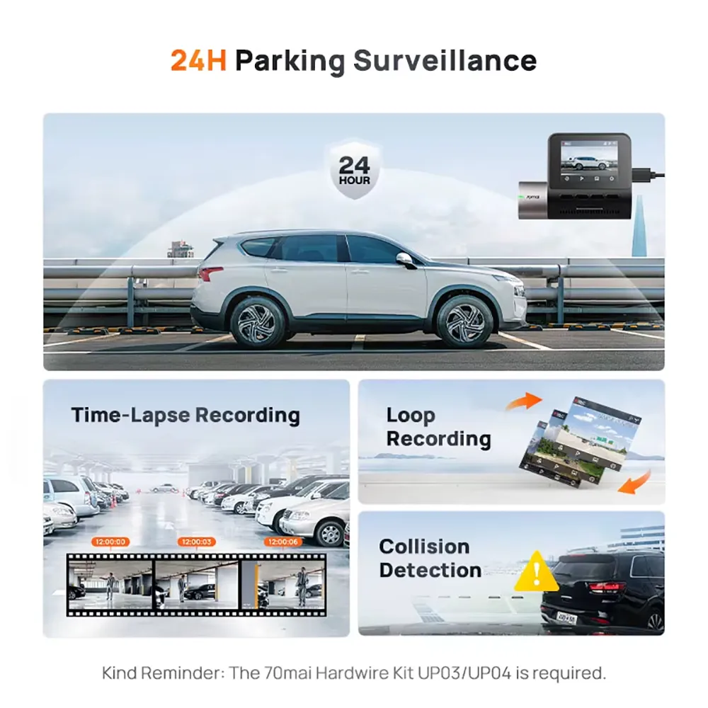 70mai A510 Dual Dash Cam 1944P Front Camera 1080P Rear Camera HDR GPS ADAS 4G Connectivity Car DVR 24H Parking Support GPS