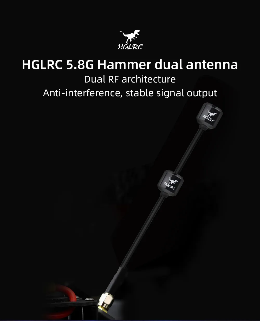 HGLRC Hammer High Gain 5.8GHz LHCP/ RHCP 170MM 200MM Dual SMA FPV Antenna For FPV Goggles FPV Drone VTX/ RX HGLRC Hammer High Gain 5.8GHz LHCP/ RHCP 170MM 200MM Dual SMA FPV Antenna For FPV Goggles FPV Drone VTX/ RX