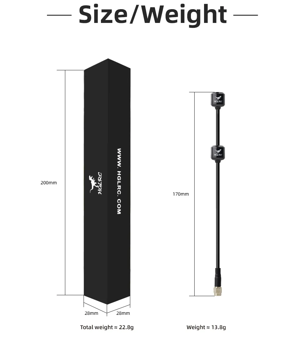 HGLRC Hammer High Gain 5.8GHz LHCP/ RHCP 170MM 200MM Dual SMA FPV Antenna For FPV Goggles FPV Drone VTX/ RX HGLRC Hammer High Gain 5.8GHz LHCP/ RHCP 170MM 200MM Dual SMA FPV Antenna For FPV Goggles FPV Drone VTX/ RX
