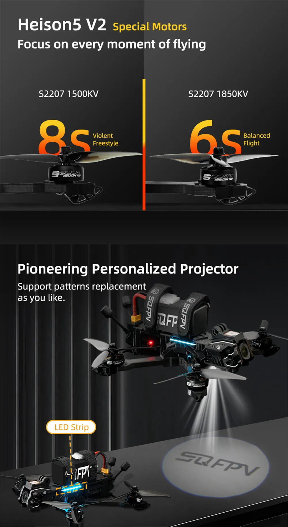 SEQURE SQFPV Heison V2 5X 5D Freestyle 5 Inch 6S 8S Cine FPV Racing Drone with M10 GPS DJI O4 Pro Air Unit Digital HD System
