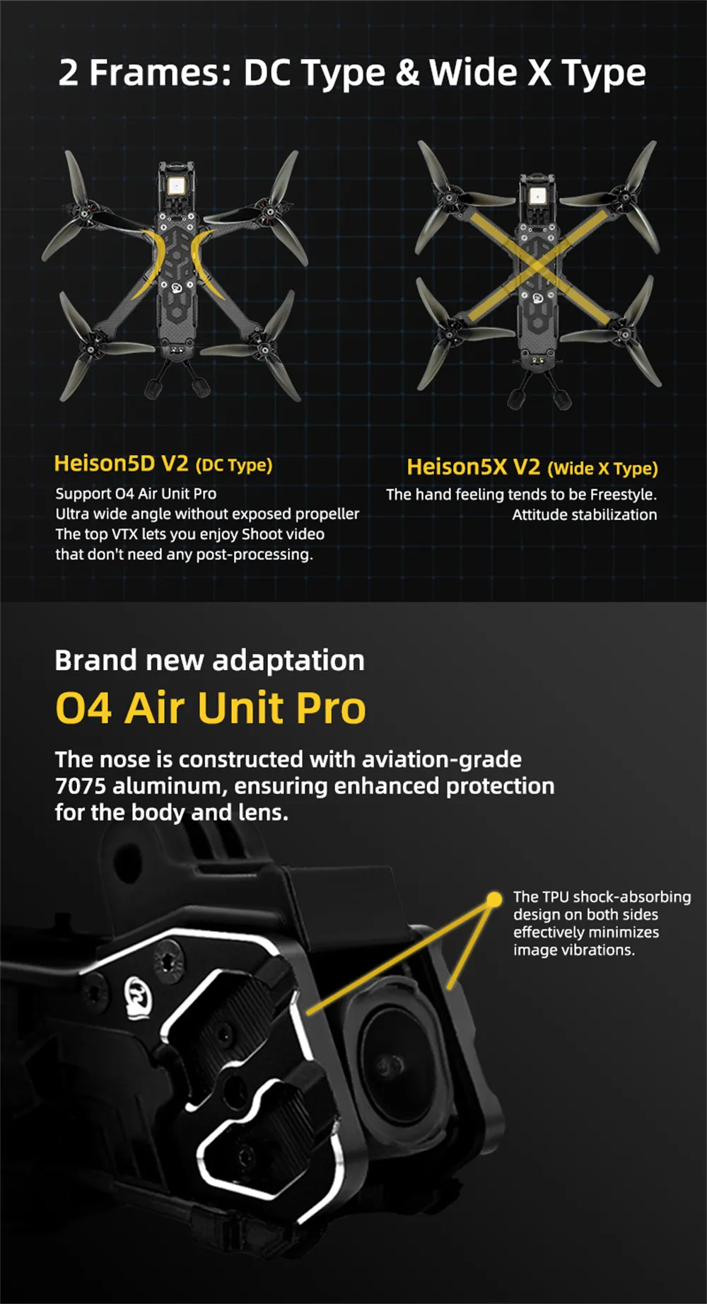 SEQURE SQFPV Heison V2 5X 5D Freestyle 5 Inch 6S 8S Cine FPV Racing Drone with M10 GPS DJI O4 Pro Air Unit Digital HD System