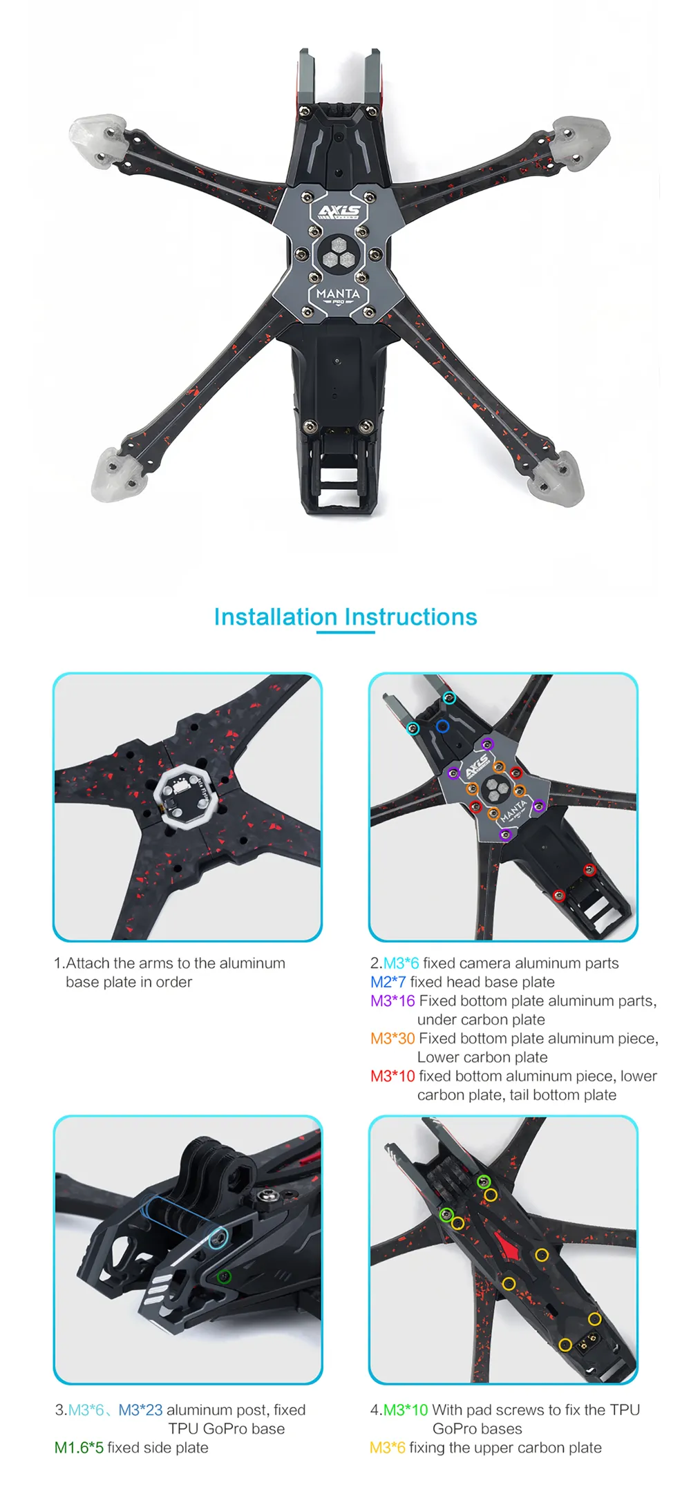 Axisflying Manta 5 pro Squashed X / DC 5 Inch Carbon Fiber Frame Kit Support DJI O4 Pro for DIY Freestyle RC FPV Racing Drone Axisflying Manta 5 pro Squashed X / DC 5 Inch Carbon Fiber Frame Kit Support DJI O4 Pro for DIY Freestyle RC FPV Racing Drone