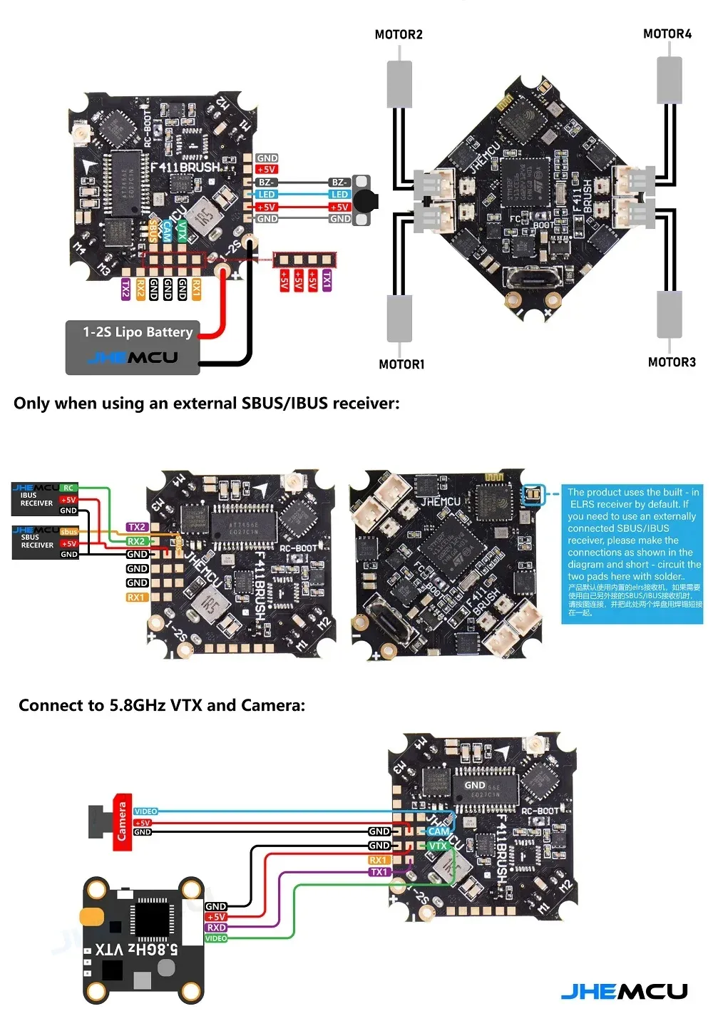 25.5x25.5mm JHEMCU F411 BRUSH Flight Controller 1-2S with 5V BEC Output Built-in ELRS 2.4G Receiver for RC FPV Drone Freestyle Racing 25.5x25.5mm JHEMCU F411 BRUSH Flight Controller 1-2S with 5V BEC Output Built-in ELRS 2.4G Receiver for RC FPV Drone Freestyle Racing