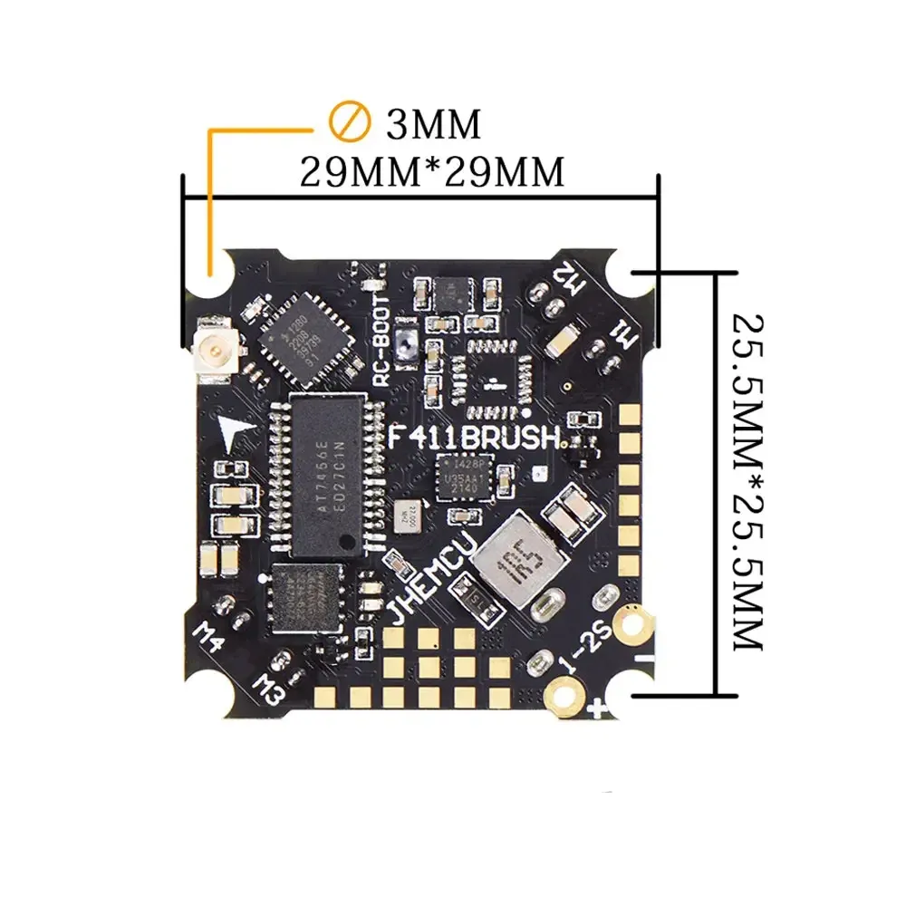 25.5x25.5mm JHEMCU F411 BRUSH Flight Controller 1-2S with 5V BEC Output Built-in ELRS 2.4G Receiver for RC FPV Drone Freestyle Racing 25.5x25.5mm JHEMCU F411 BRUSH Flight Controller 1-2S with 5V BEC Output Built-in ELRS 2.4G Receiver for RC FPV Drone Freestyle Racing