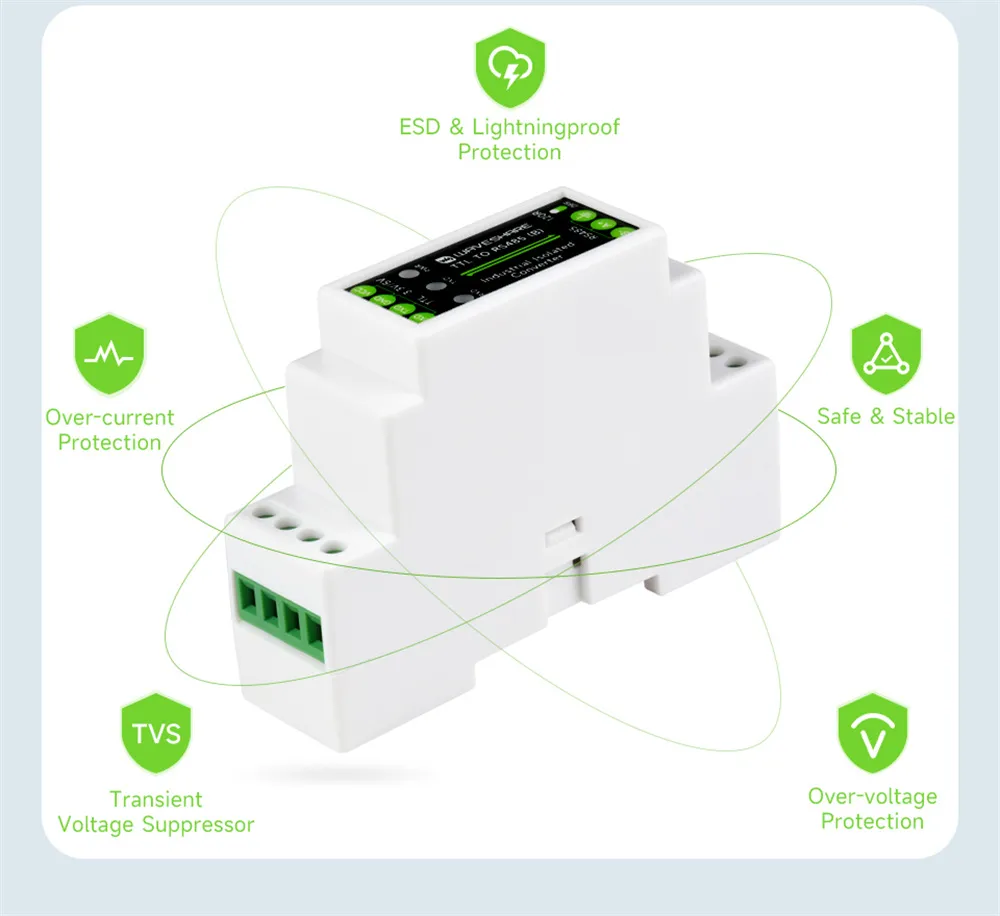 Rail-mount TTL To RS485 Galvanic Isolated Converter 600W Lightningproof & Anti-Surge Multi-Isolation Protection Rail-mount TTL To RS485 Galvanic Isolated Converter 600W Lightningproof & Anti-Surge Multi-Isolation Protection
