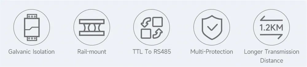 Rail-mount TTL To RS485 Galvanic Isolated Converter 600W Lightningproof & Anti-Surge Multi-Isolation Protection Rail-mount TTL To RS485 Galvanic Isolated Converter 600W Lightningproof & Anti-Surge Multi-Isolation Protection